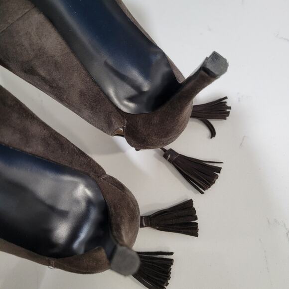 Nine West Modesty Suede Heeled Point Toe Brown Pumps with Tassel Heel Size 11M - Picture 7 of 10